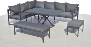 Set mobilier grădină/terasă 10 locuri 4 piese gri