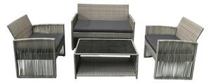 Set mobilier grădină/terasă ratan sintetic 4 locuri 4 piese gri