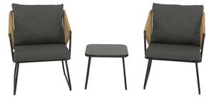 Set mobilier grădină/terasă 2 locuri 3 piese gri/negru