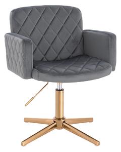 HR802CROSS Scaun Grafit din Catifea cu Bază Aurie
