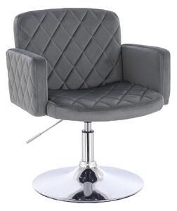 HR802N Scaun Grafit din Catifea cu Bază Cromata