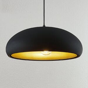Lindby Lampă suspendată Gerwina, negru/galben, metal, 40 cm, E27, reglabil, Negru, Camera de zi / sufragerie, Metal, Modern