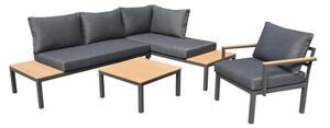 Set mobilier grădină/terasă 5 locuri 4 piese gri/maro