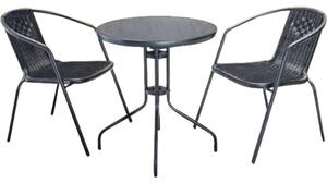 Set mobilier grădină/terasă 3 piese 2 locuri negru
