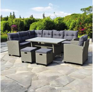 Set mobilier grădină/terasă 8 locuri 6 piese gri