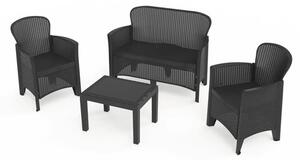 Set mobilier grădină/terasă PROGARDEN Jungle 4 locuri 4 piese negru/gri