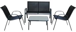 Set mobilier grădină/terasă 4 piese 4 locuri negru