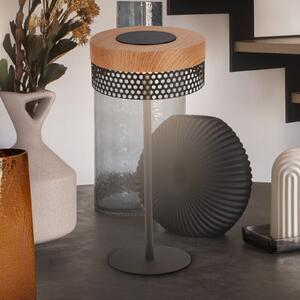 Briloner Lampa de masă cu baterie Booha, maro, metal, IP44, dimabilă, reglabil, Lemn, Metal, Modern