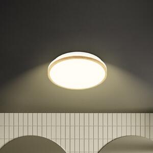 Briloner Plachetă LED Acorus, Ø 28 cm, alb/culoarea lemnului, IP44, Lemn, Baie, Plastic, Modern