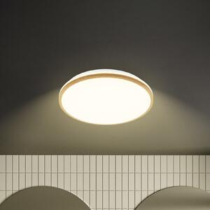 Briloner Plachetă LED Acorus, Ø 33 cm, alb/culoarea lemnului, IP44, Lemn, Baie, Plastic, Modern