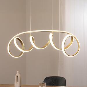 ONLI Lampă suspendată LED Kira, culoare aurie, lungime 102 cm, 4000 K, Auriu / Alamă, Camera de zi / sufragerie, Aluminiu, Modern