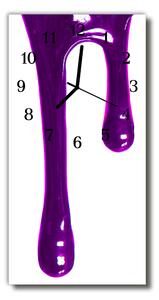 Ceas de perete din sticla vertical Vopsea violet lichid
