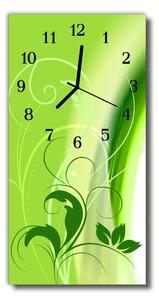 Ceas de perete din sticla vertical Arta grafica verde plantelor