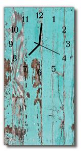 Ceas de perete din sticla vertical Albastru retro lemn