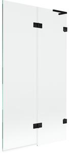 Mexen Lunar L, paravan de cadă cu 2 aripi, dreapta, 100 x 150 cm, sticlă transparentă, negru mat, 897L-100-100-70-00-P