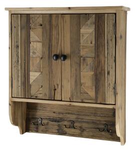 Dulap de perete, din lemn reciclat, cu 2 usi 3 agatatori, aspect rustic