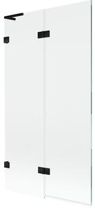Mexen Lunar L, paravan de cadă cu 2 aripi stânga 100 x 150 cm, sticlă transparentă, negru mat, 897L-100-100-70-00-L