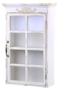 Vitrina de perete, din lemn masiv, cu aspect vintage