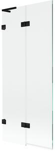 Mexen Lunar L, paravan de cadă cu 2 aripi stânga 80 x 150 cm, sticlă transparentă, negru mat, 897L-080-100-70-00-L