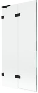 Mexen Lunar L, paravan de cadă cu 2 aripi stânga 90 x 150 cm, sticlă transparentă, negru mat, 897L-090-100-70-00-L