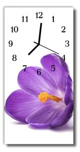 Ceas de perete din sticla vertical Flori crocus
