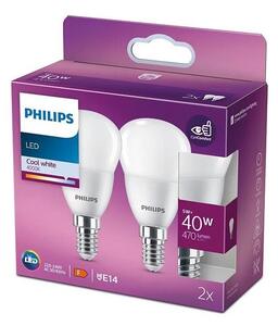SET 2x bec LED Philips P45 E14/5W/230V 4000K