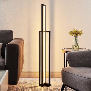 Lucande Lampadar LED Hylda, 123 cm, negru, aluminiu, reglabil, Negru, Camera de zi / sufragerie, Metal, Modern