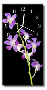 Ceas de perete din sticla vertical Flori orhidee