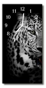 Ceas de perete din sticla vertical Animale tiger negru și alb