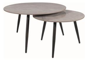 Set 2 masute cafea KORA C, gri/negru, ceramica/metal