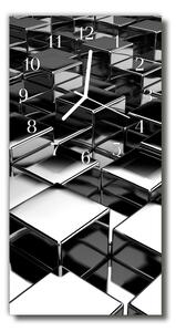Ceas de perete din sticla vertical Art cuburi de metal negru