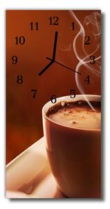Ceas de perete din sticla vertical O ceașcă de cafea bej