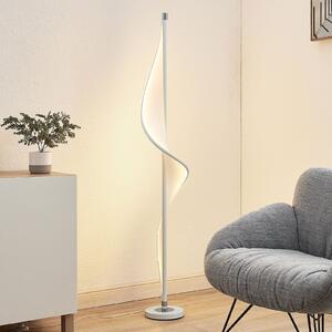 Lucande Lampadar LED Edano, 154 cm, alb, textil, dimabil, reglabil, Alb, Camera de zi / sufragerie, Țesătură / Textil, Modern