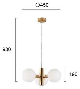 Lustră cu cablu GLOBE 3xE14/7W/230V, aurie