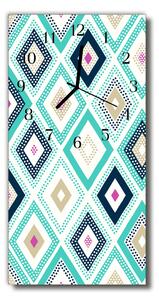 Ceas de perete din sticla vertical Diamante grafice color