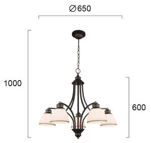 Lustru suspendat pe cablu CLAIR 5xE27/60W/230V, diametru 65 cm, finisaj bronz