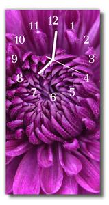 Ceas de perete din sticla vertical Flori bujor violet