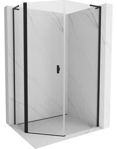 Mexen Mist L, cabină de duș pentagonală cu uși batante, 90 x 100 cm, sticlă transparentă de 8 mm, profil negru, 8A8L-090-100-70-00