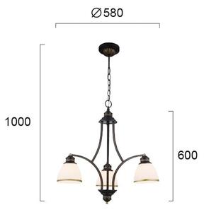 Lustră suspendată pe cablu CLAIR 3xE27/60W/230V, diam. 58 cm, finisaj bronz