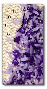 Ceas de perete din sticla vertical Flori colorate lavender