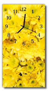 Ceas de perete din sticla vertical Galben flori flori