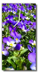 Ceas de perete din sticla vertical Primroses flori de culoare