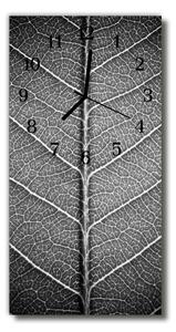 Ceas de perete din sticla vertical Natura frunze de argint