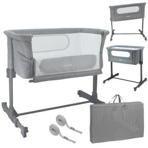 Patut co-sleeper atasabil la pat Nania Gri, pozitie antireflux, include geanta transport, certificat EN1130