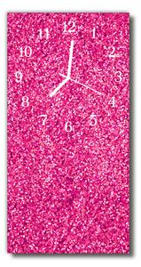 Ceas de perete din sticla vertical Sclipici roz