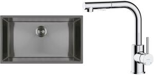 Set chiuveta din otel Oltens Stalvask 71102300, baterie bucătărie Oltens Myvat 35205100