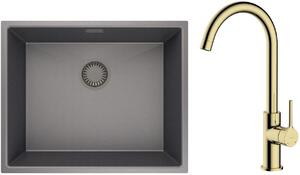 Set chiuveta din otel Oltens Stalvask 71101300, baterie bucătărie Oltens Skafta 35206800