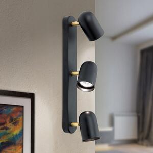 ORION Aplică de perete Bradley 3 becuri, pivotantă, reglabil, Negru, Camera de zi / sufragerie, Metal, Modern