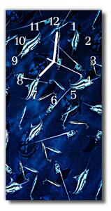 Ceas de perete din sticla vertical Animale blue fish