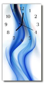 Ceas de perete din sticla vertical Liniile de artă albastru val